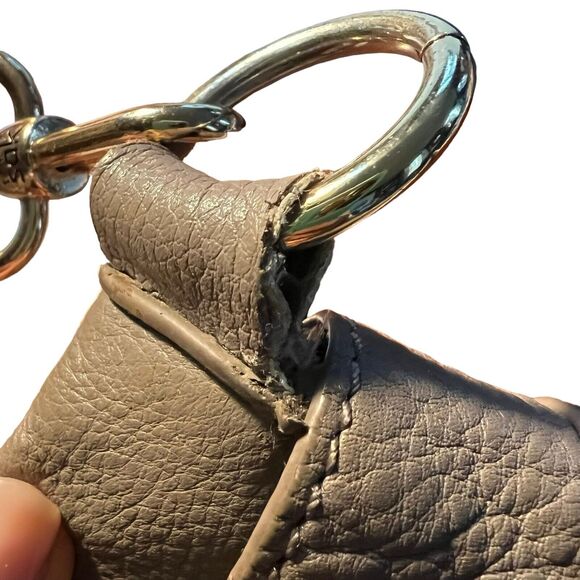 The SAK Taupe Gray Crossbody Pebbled Leather Satchel Fold Over Hobo Shoulder Bag - Picture 12 of 13